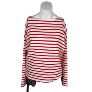 Red and White Striped Women's Top